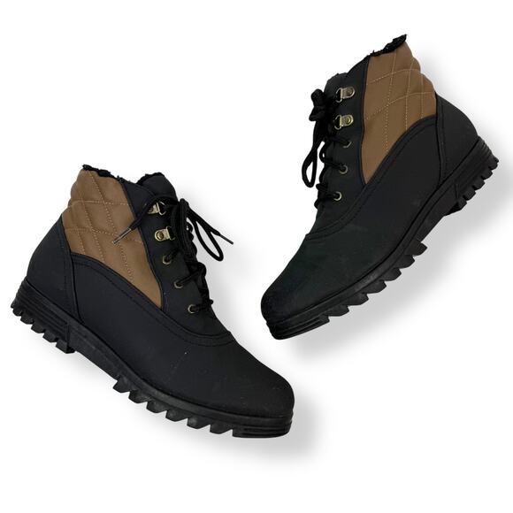 Vintage 80's waterproof black and brown lace up boots by JUDITH SPORT - Picture 2 of 14